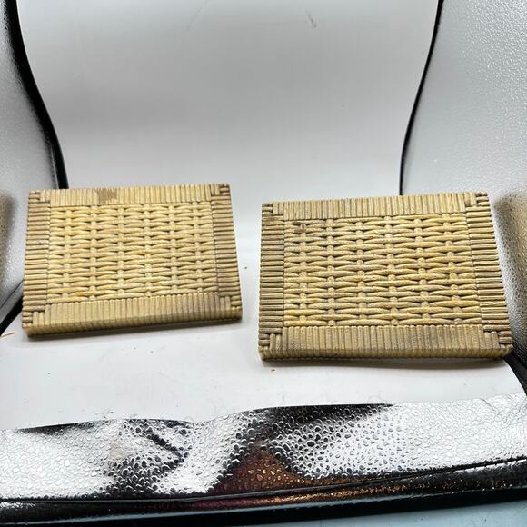 X2 Vintage Homco Syroco Basket Weave Wall Shelf USA 5”x7” 1970s boho - Picture 4 of 12